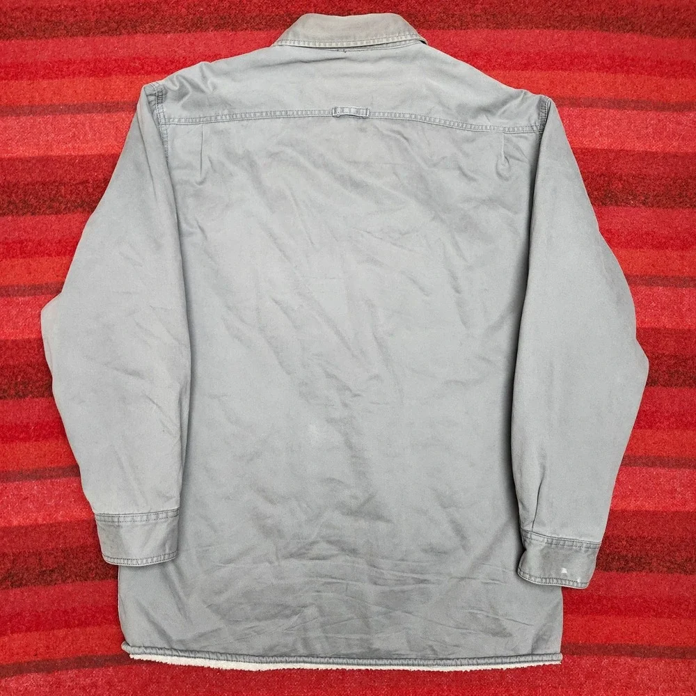 Levis Washed Grey Canvas Sherpa Lined Shacket Workwear Shirt Jacket Mens XL